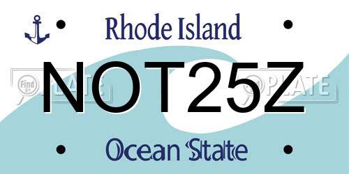 NOT25Z Rhode Island License Plate