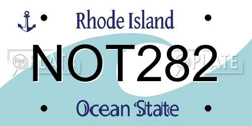 NOT282 Rhode Island License Plate