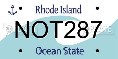 NOT287 Rhode Island License Plate