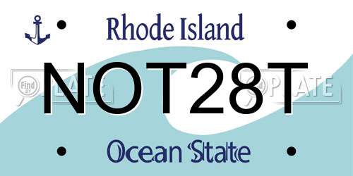 NOT28T Rhode Island License Plate