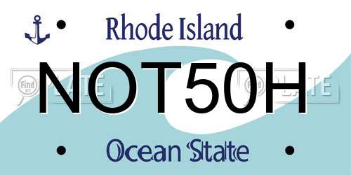NOT50H Rhode Island License Plate