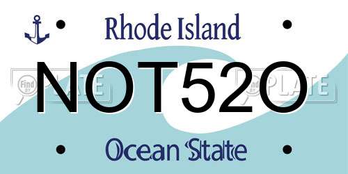 NOT52O Rhode Island License Plate