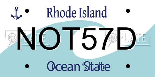 NOT57D Rhode Island License Plate
