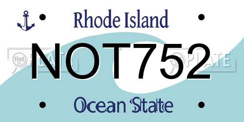 NOT752 Rhode Island License Plate