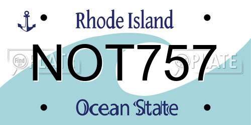 NOT757 Rhode Island License Plate
