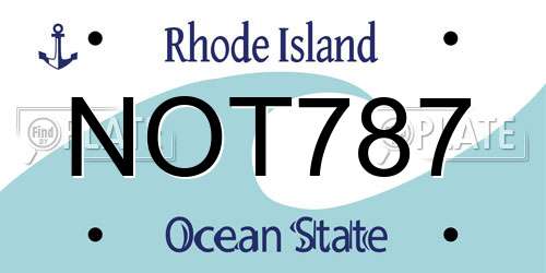 NOT787 Rhode Island License Plate