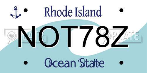 NOT78Z Rhode Island License Plate