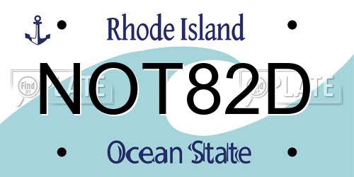 NOT82D Rhode Island License Plate