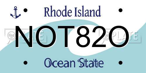 NOT82O Rhode Island License Plate