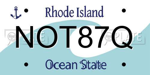 NOT87Q Rhode Island License Plate