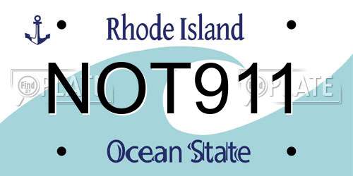 NOT911 Rhode Island License Plate