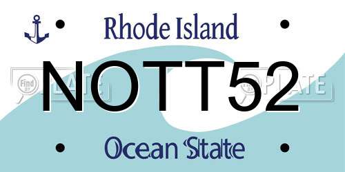 NOTT52 Rhode Island License Plate