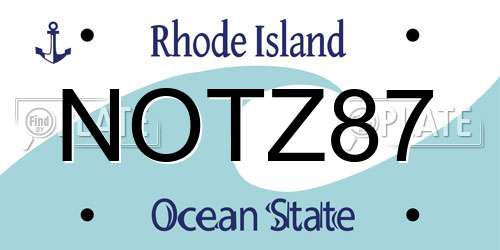 NOTZ87 Rhode Island License Plate