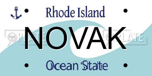 NOVAK Rhode Island License Plate
