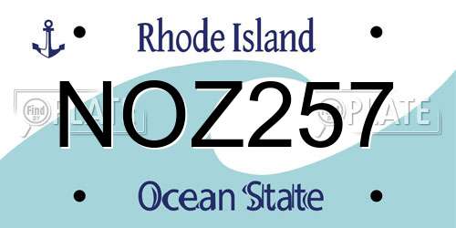 NOZ257 Rhode Island License Plate