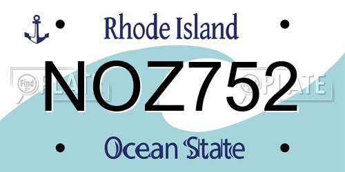 NOZ752 Rhode Island License Plate