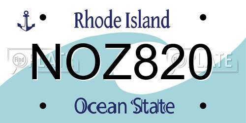 NOZ820 Rhode Island License Plate