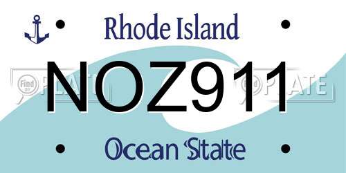 NOZ911 Rhode Island License Plate