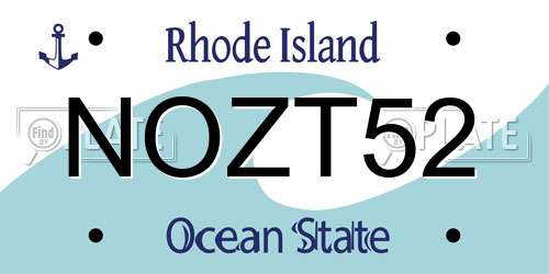 NOZT52 Rhode Island License Plate