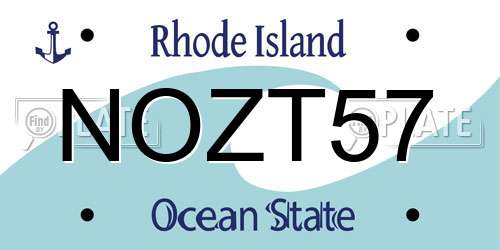 NOZT57 Rhode Island License Plate