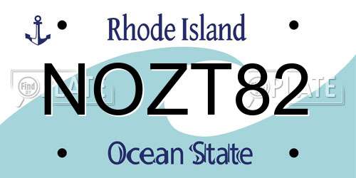 NOZT82 Rhode Island License Plate