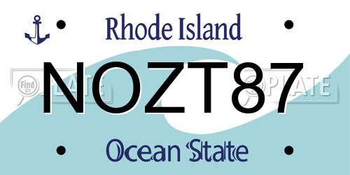 NOZT87 Rhode Island License Plate