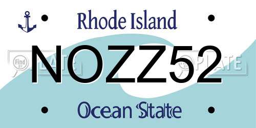 NOZZ52 Rhode Island License Plate