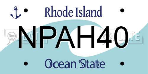 NPAH40 Rhode Island License Plate