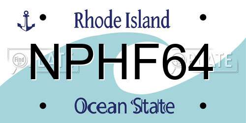 NPHF64 Rhode Island License Plate