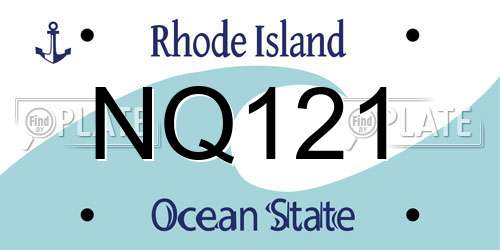 NQ121 Rhode Island License Plate