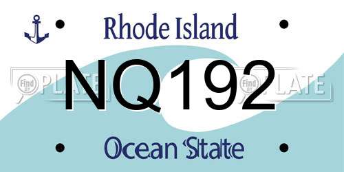 NQ192 Rhode Island License Plate