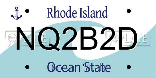 NQ2B2D Rhode Island License Plate