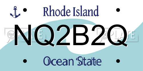 NQ2B2Q Rhode Island License Plate