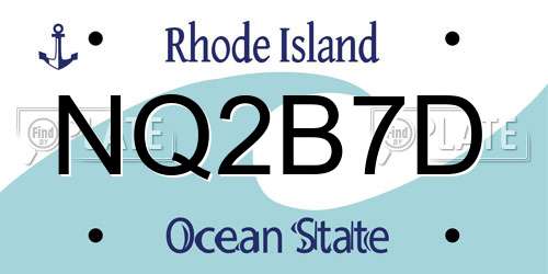 NQ2B7D Rhode Island License Plate