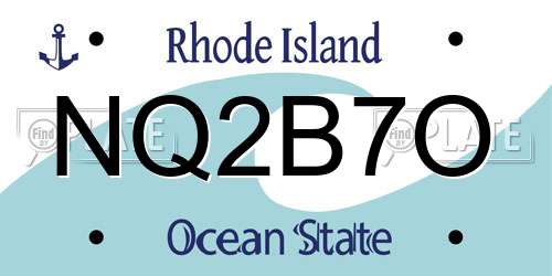NQ2B7O Rhode Island License Plate