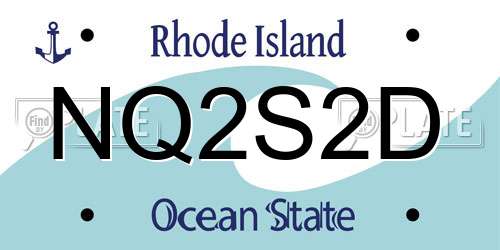 NQ2S2D Rhode Island License Plate