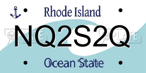 NQ2S2Q Rhode Island License Plate