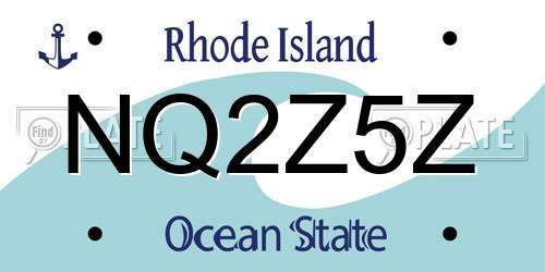 NQ2Z5Z Rhode Island License Plate