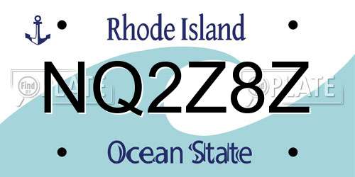 NQ2Z8Z Rhode Island License Plate