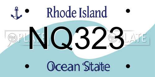 NQ323 Rhode Island License Plate
