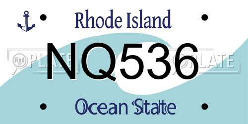 NQ536 Rhode Island License Plate