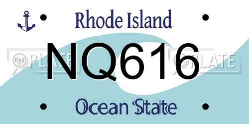 NQ616 Rhode Island License Plate