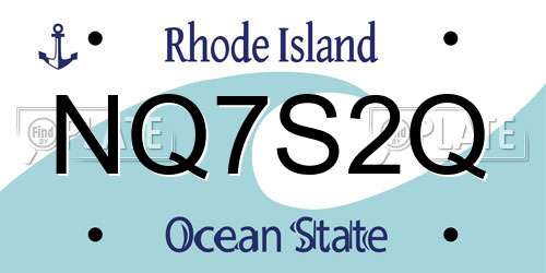 NQ7S2Q Rhode Island License Plate