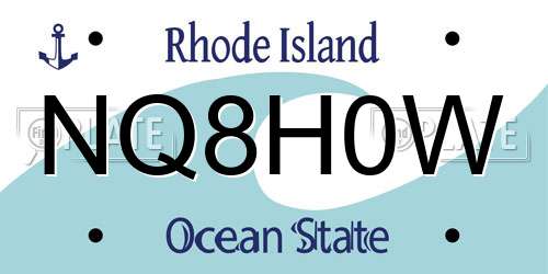 NQ8H0W Rhode Island License Plate