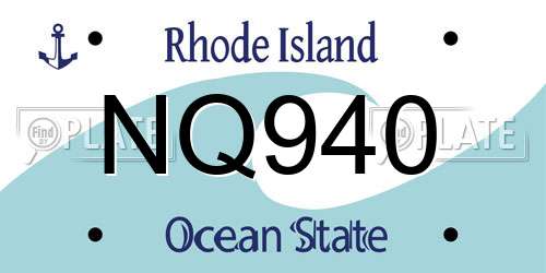 NQ940 Rhode Island License Plate