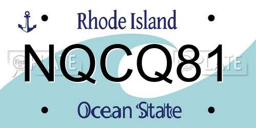 NQCQ81 Rhode Island License Plate