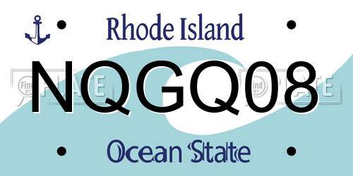 NQGQ08 Rhode Island License Plate