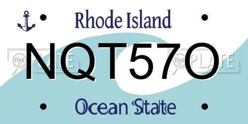 NQT57O Rhode Island License Plate