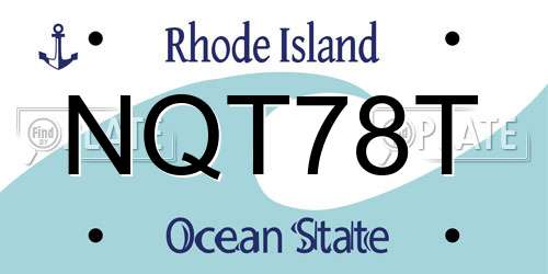NQT78T Rhode Island License Plate
