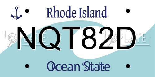 NQT82D Rhode Island License Plate
